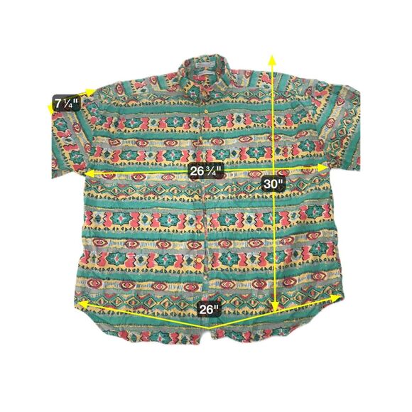 Vintage Gennera Collection Mens Short Sleeve Shirt Southwest Aztec Print - Picture 4 of 12
